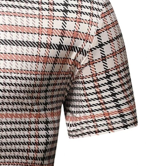 White Mens Plaid Polo Shirt - Picture 6 of 6